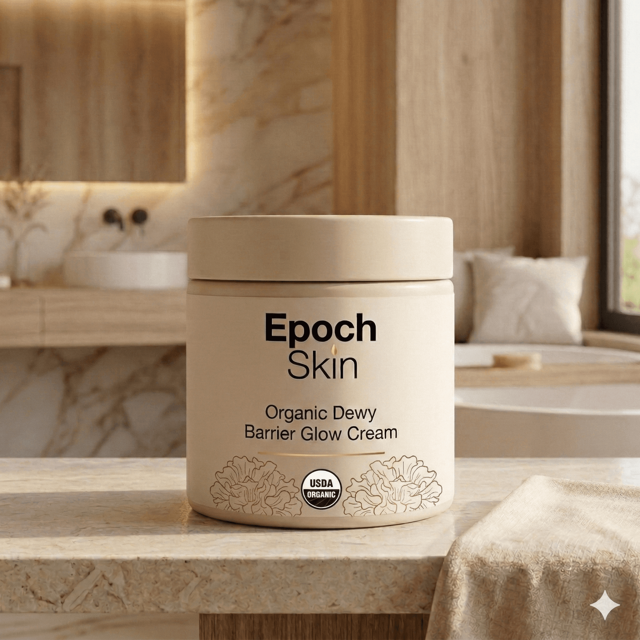 Epoch Skin Organic Dewy Barrier Glow Cream - 50ml jar with tremella fuciformis, beta-glucan, and Organic shea butter moisturizer